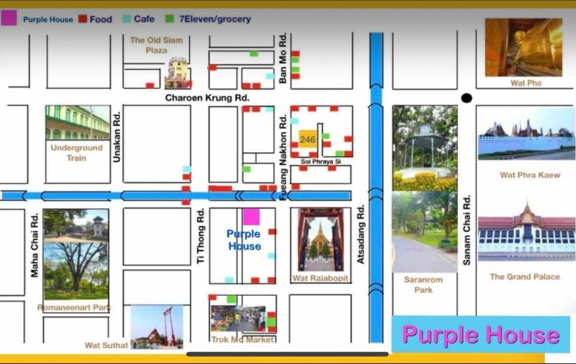 Purple House Family Br Walk To Grand Palace Apartamento
